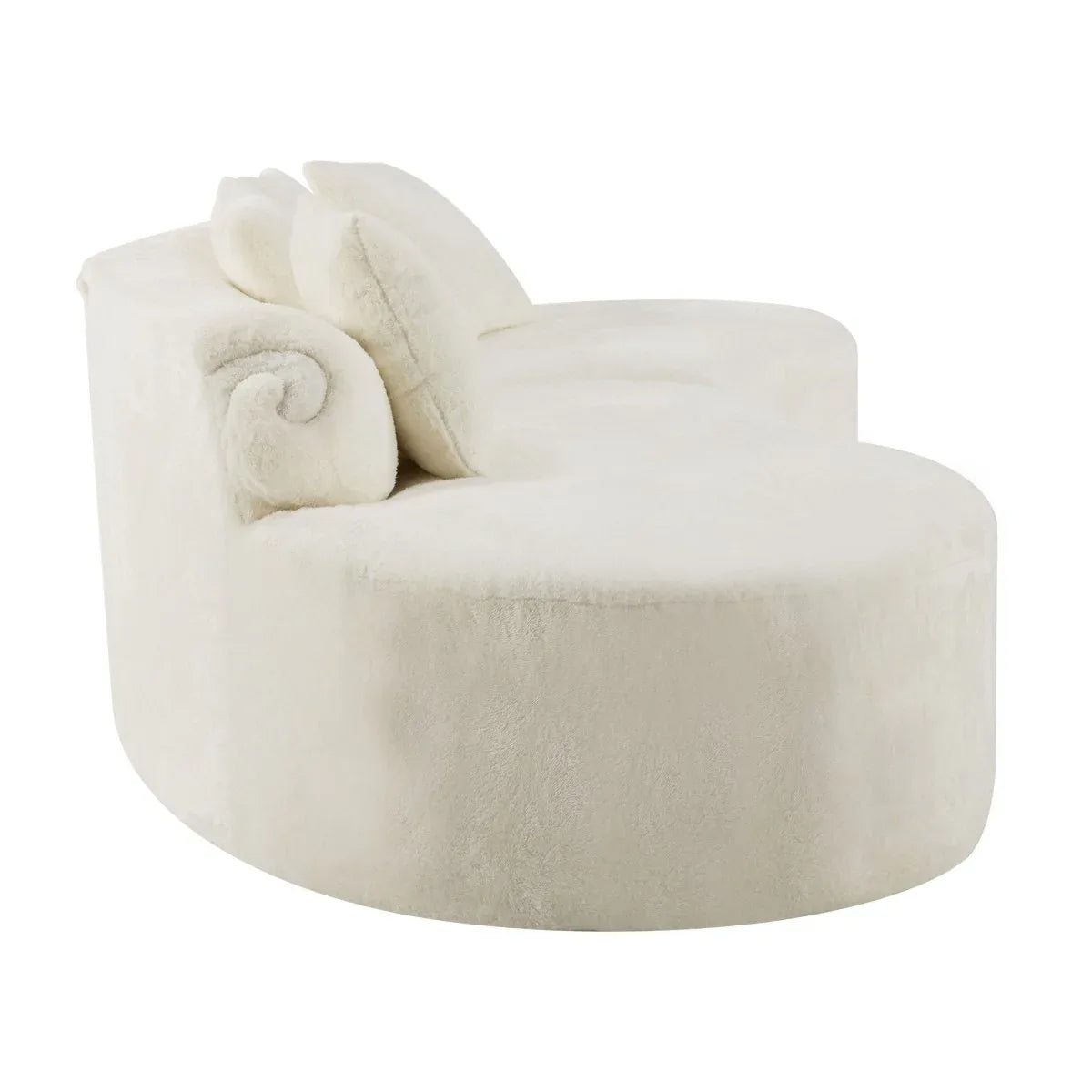 White Plush Curved Velvet 4-Seat Sofa - Omega Lifestyles