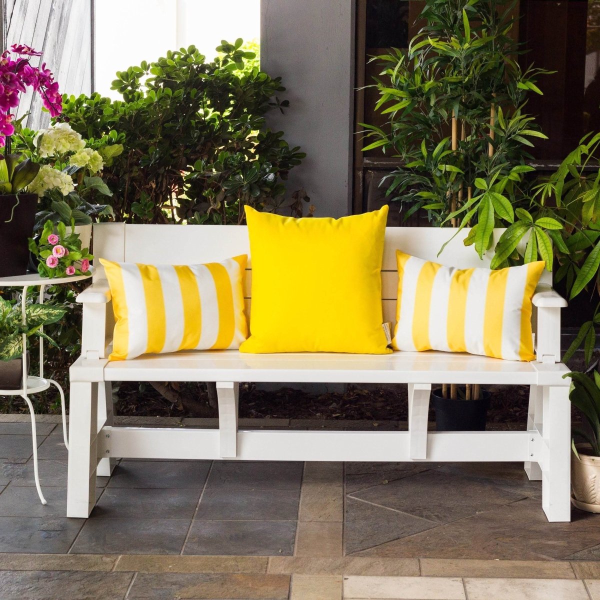 Yellow Weather Resistant Polyester Indoor Outdoor Pillow 14x20 - Restanew - Omega Lifestyles