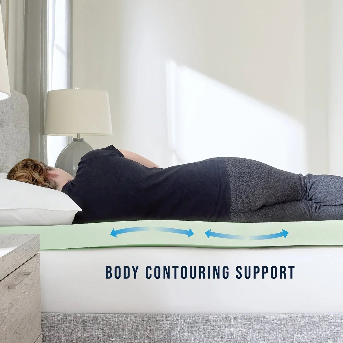 3-Inch Soft Green Tea Infused Memory Foam King Mattress Topper - Omega Lifestyles