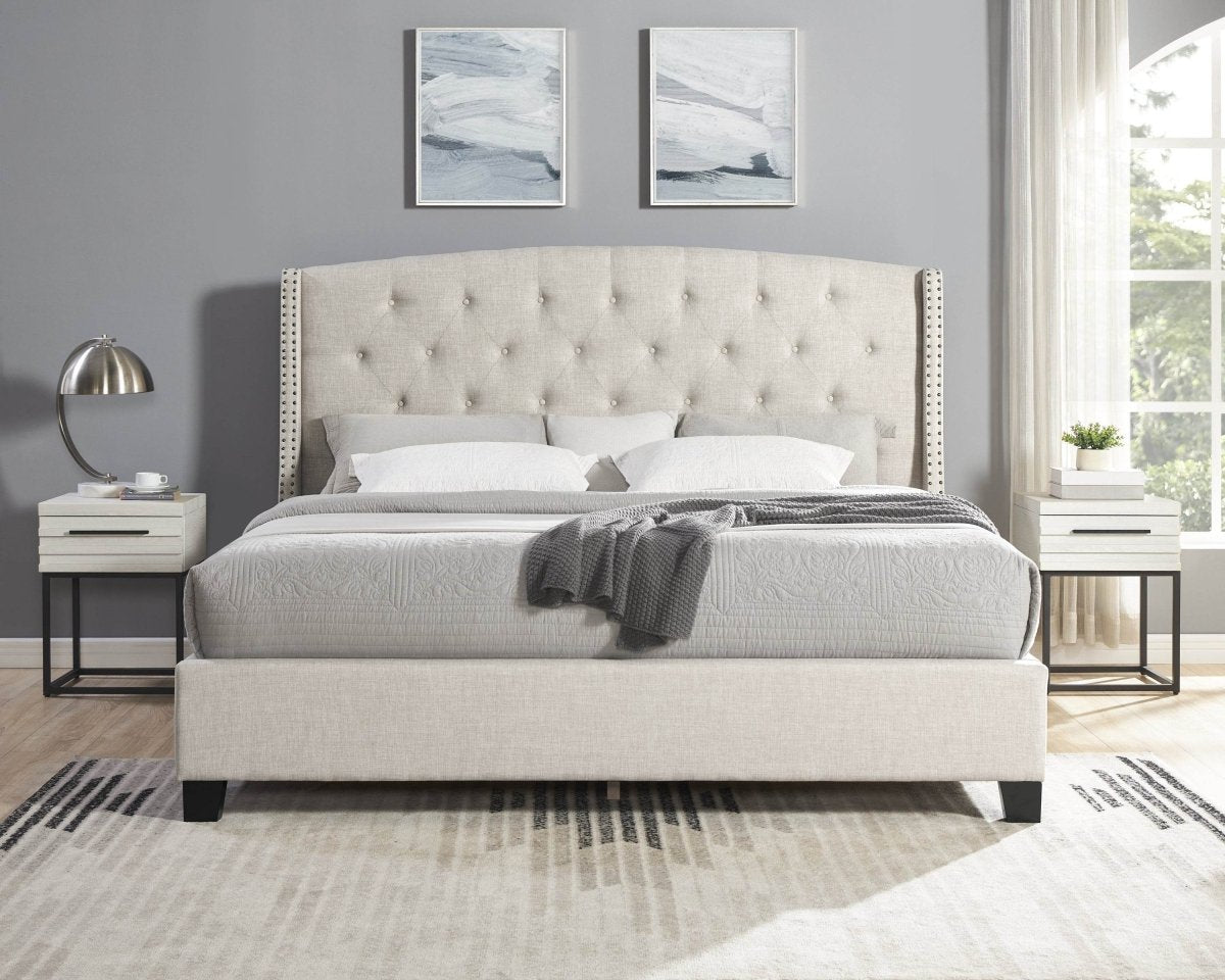 3-Piece Upholstered Tufted Wingback Bed Frame Set - Sleep Galleria
