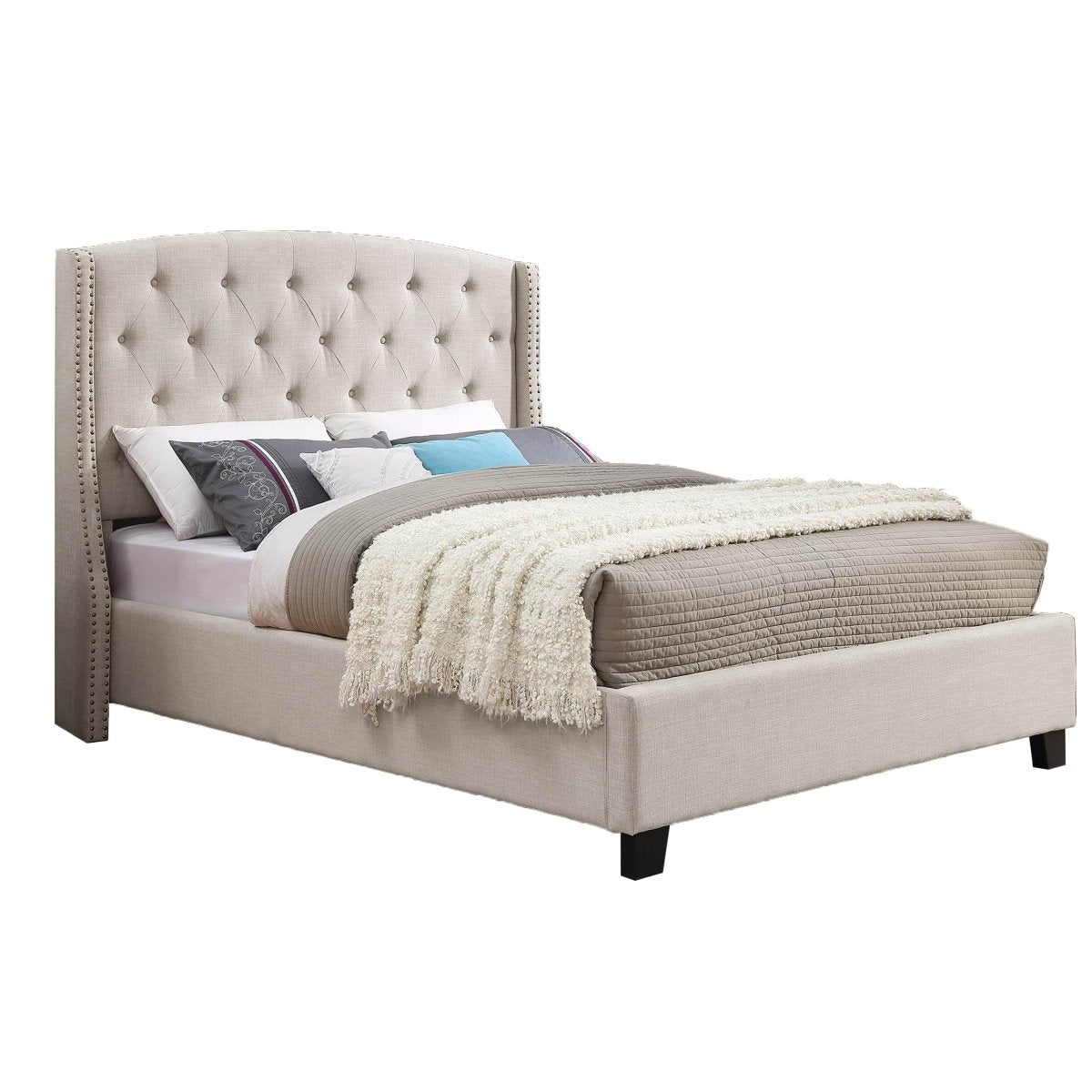 3-Piece Upholstered Tufted Wingback Bed Frame Set - Sleep Galleria
