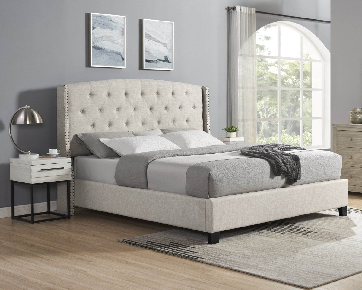 3-Piece Upholstered Tufted Wingback Bed Frame Set - Sleep Galleria