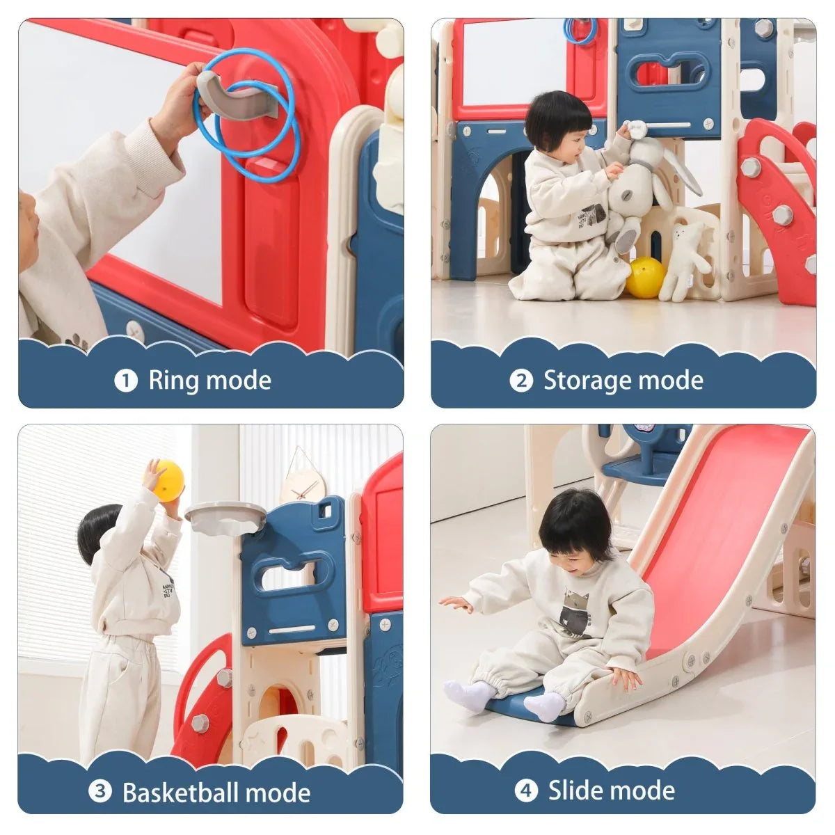 12-in-1 Toddler Indoor Outdoor Playset With Swing Slide - Omega Lifestyles