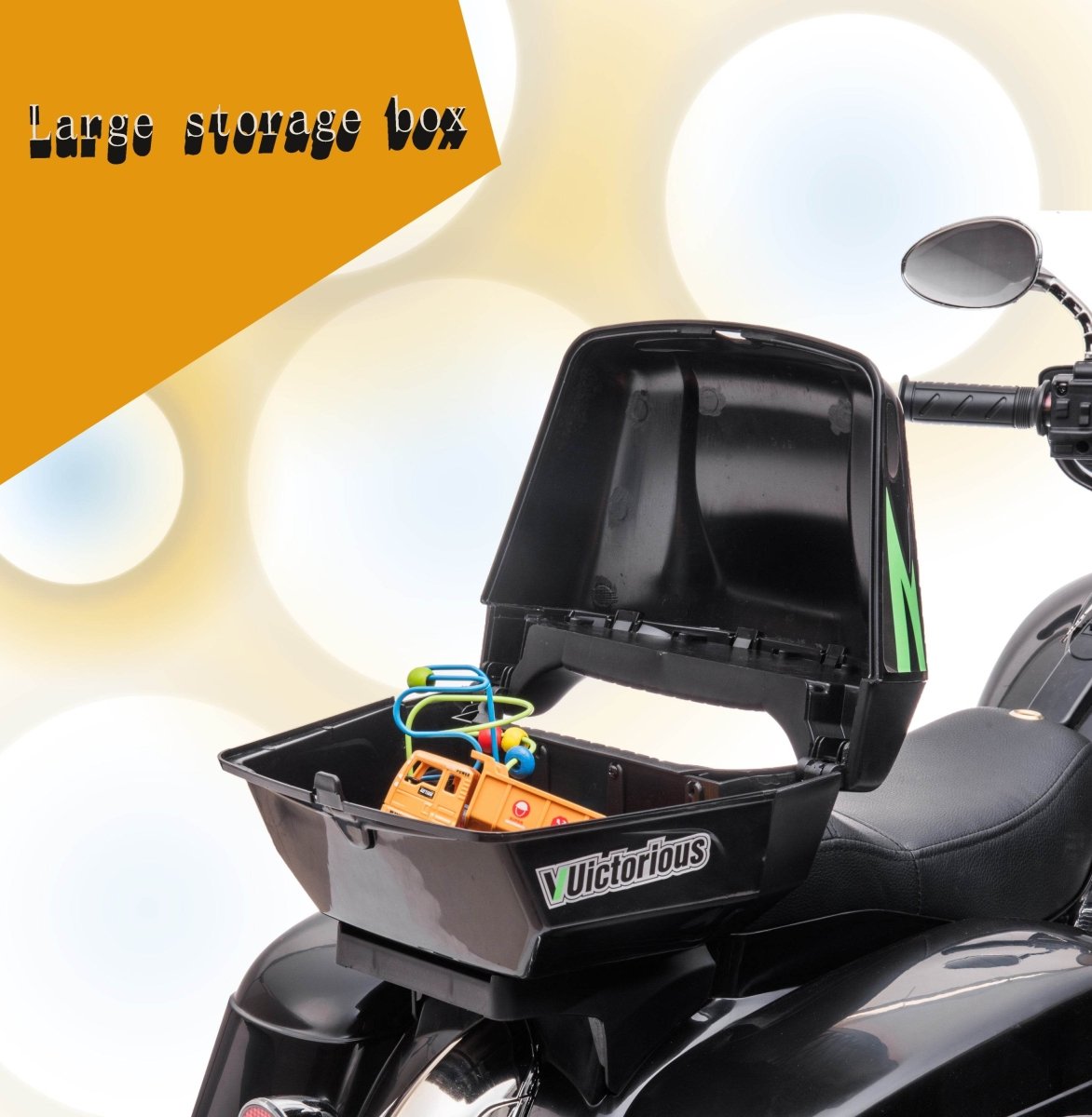 12V Two - Seat Kids Electric Ride - On Motorcycle With Storage - Serenova - Omega Lifestyles