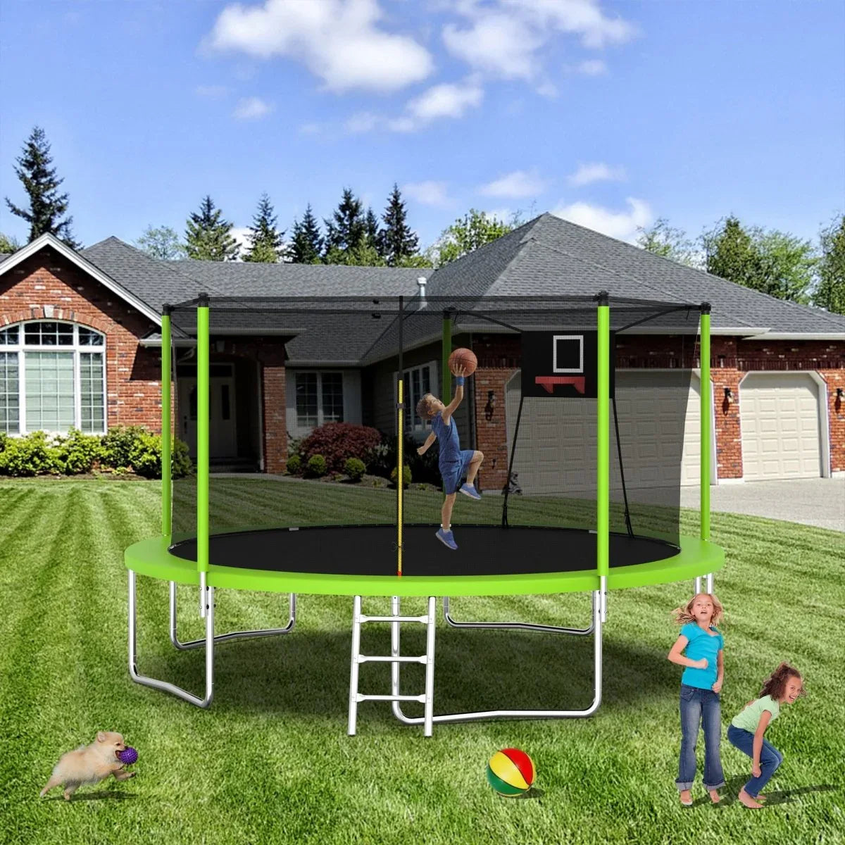 14-Inch Outdoor Safety Enclosure Net Trampoline - Omega Lifestyles
