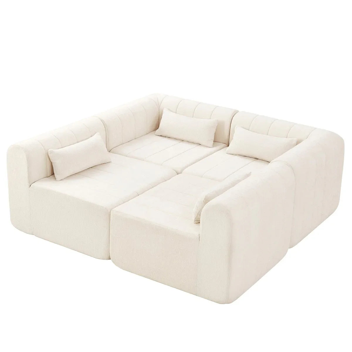 145-Inch 4-Seat Modular Foam Polyester Sectional Sofa - Omega Lifestyles