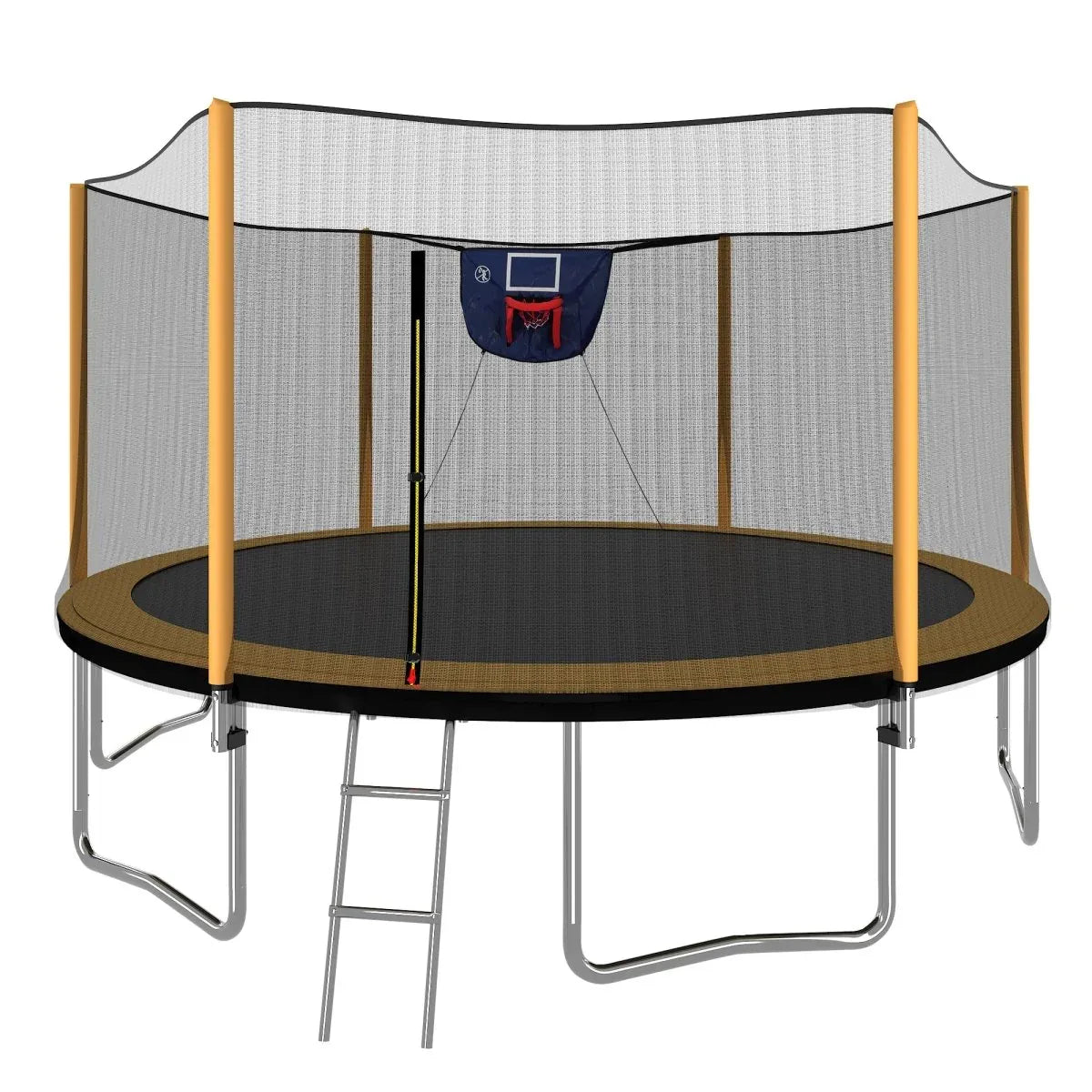 14FT Steel Outdoor Trampoline With Basketball Hoop Ladder - Omega Lifestyles