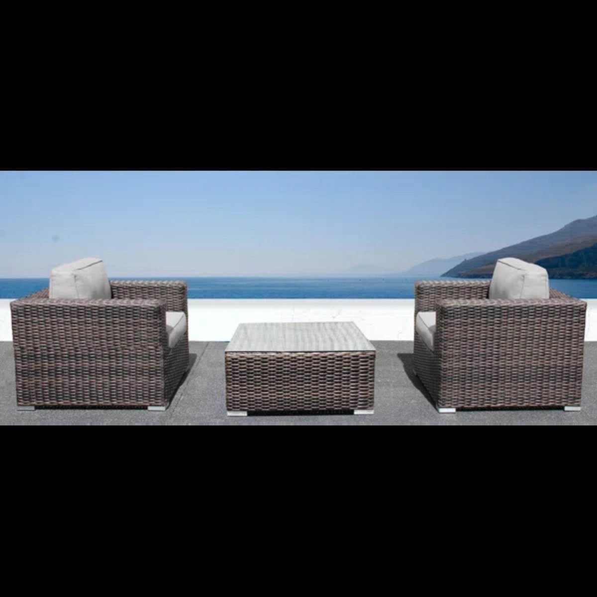2 - Person Outdoor Rattan Wicker Seating Set With Cushions - Serenova - Omega Lifestyles