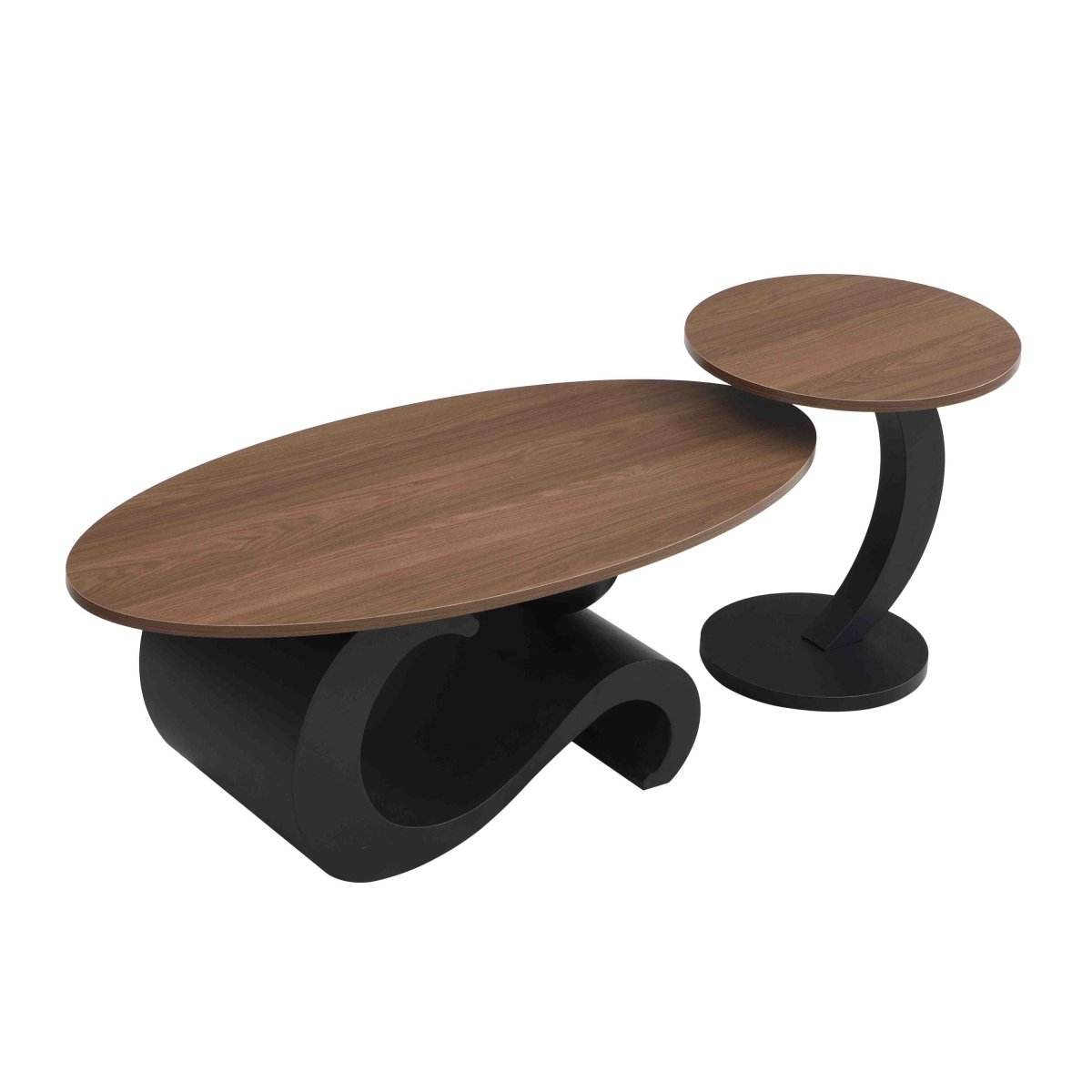 2-Piece Black Nesting MDF Metal Coffee Table Set - Sleep Galleria
