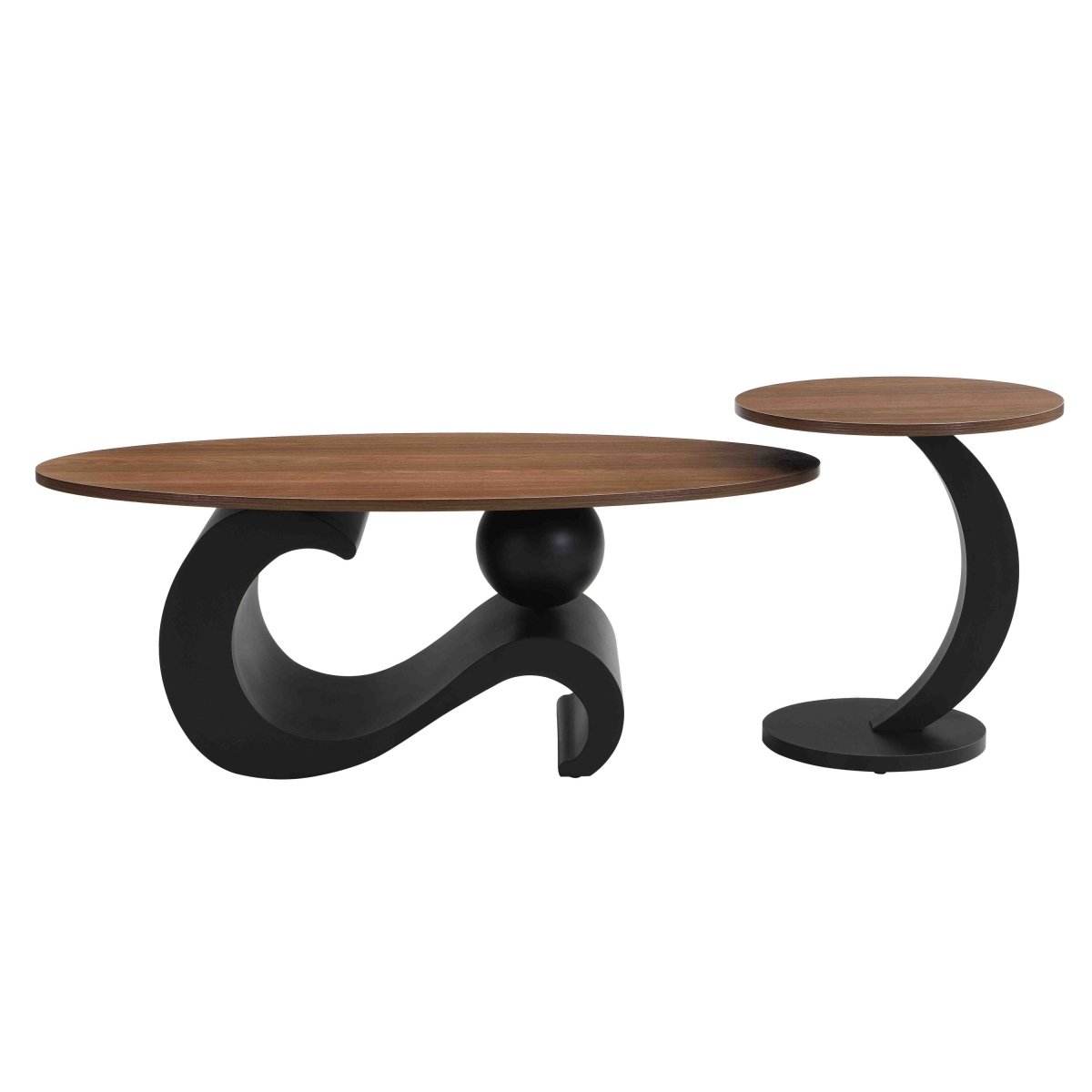 2-Piece Black Nesting MDF Metal Coffee Table Set - Sleep Galleria