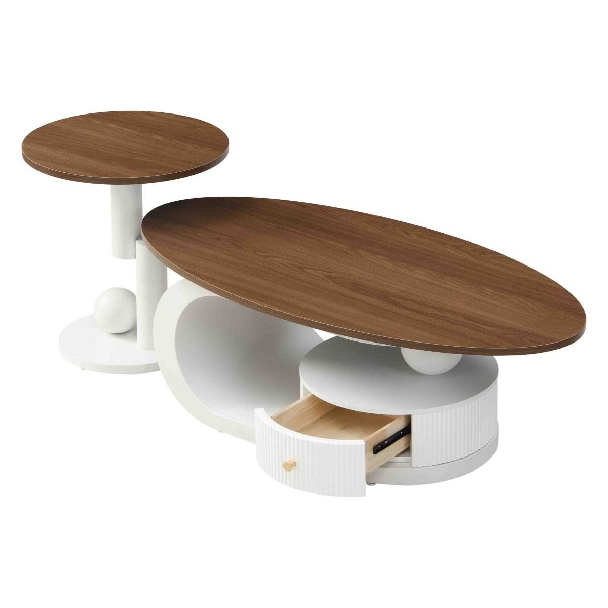 2-Piece Elegant MDF Metal Frame Coffee Table Set - Sleep Galleria