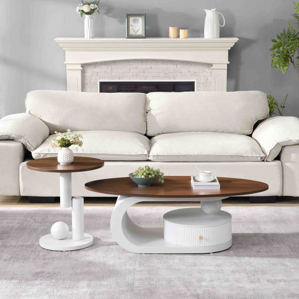 2-Piece Elegant MDF Metal Frame Coffee Table Set - Sleep Galleria