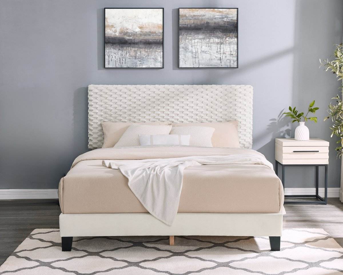 2-Piece Plush Upholstered Platform Bed Frame Set - Sleep Galleria