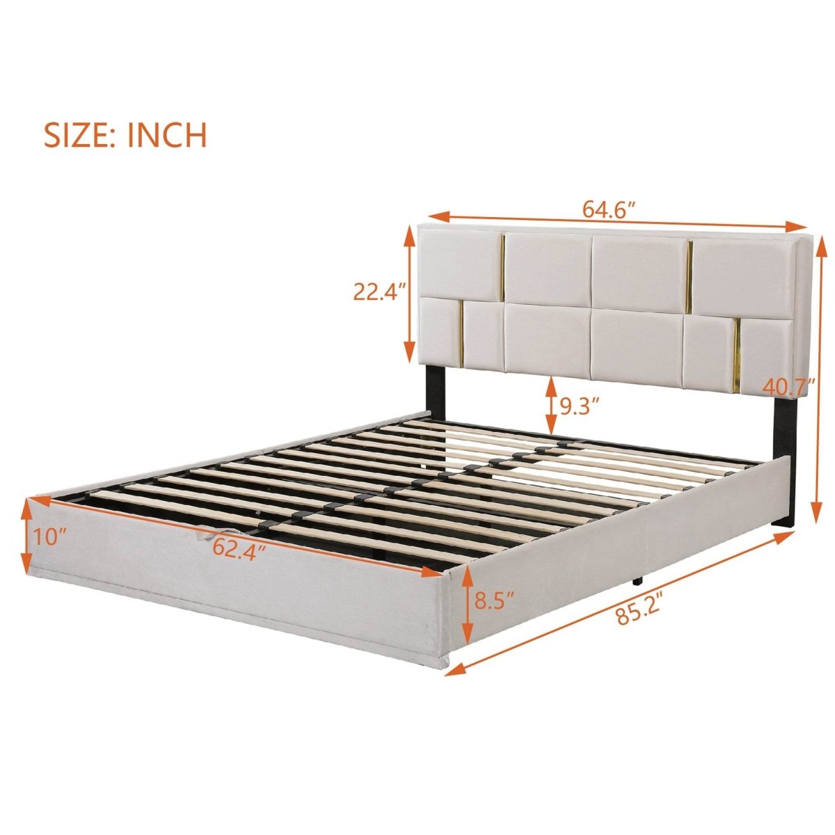 2-Piece Queen Upholstered Platform Bed With Ottoman Storage - Omega Lifestyles
