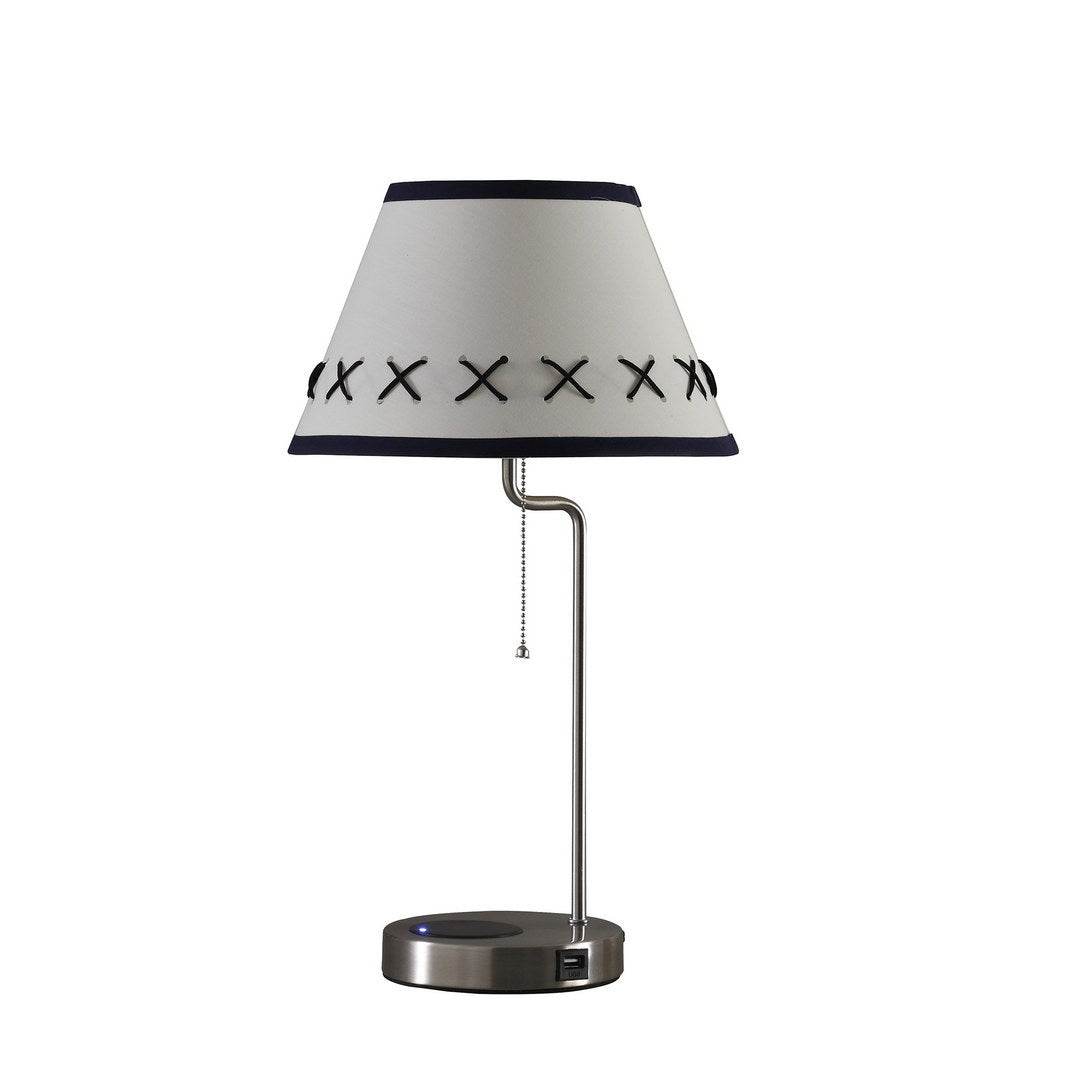 20-Inch Brushed Silver Metal Table Lamp With USB Charging - Sleep Galleria