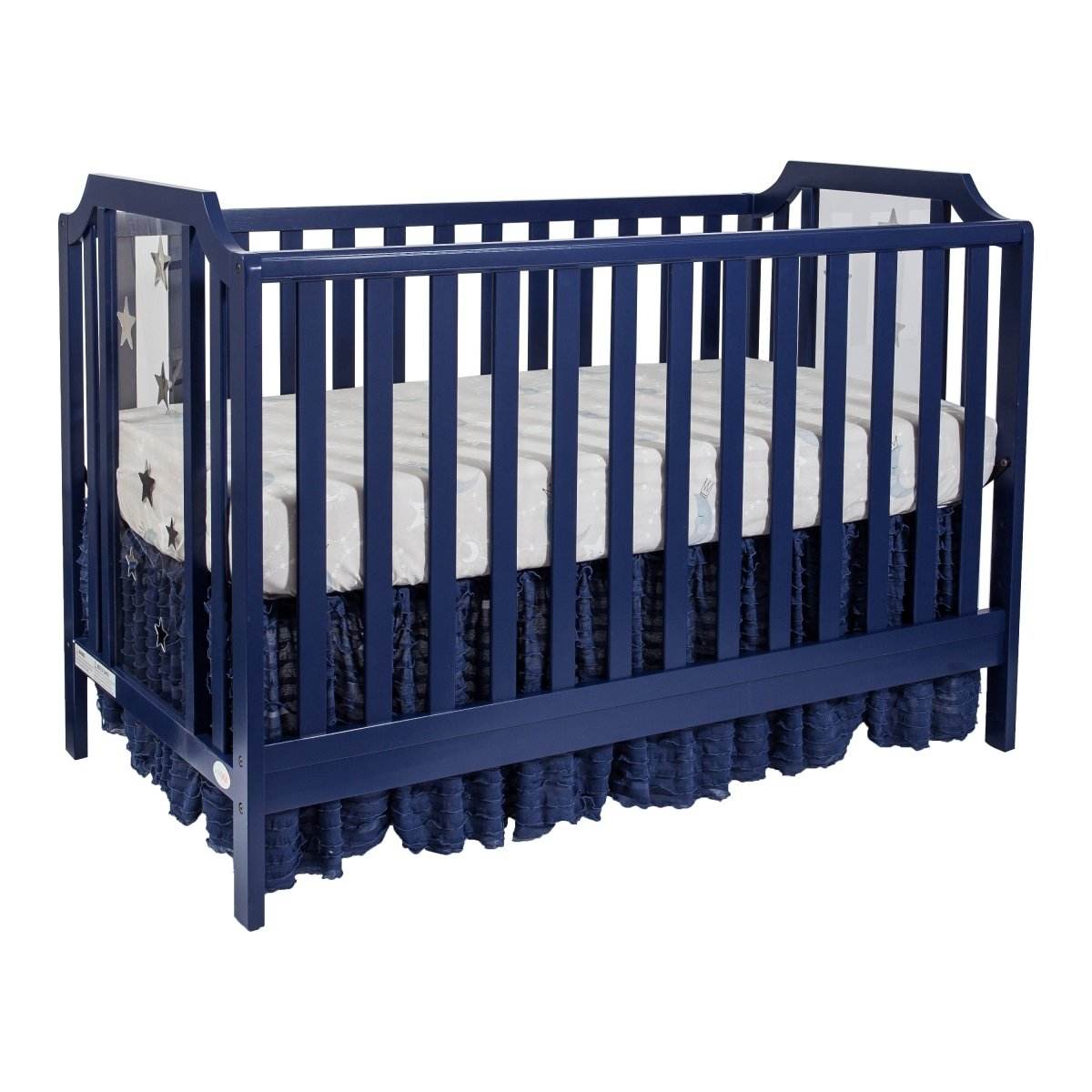 3-in-1 Convertible Solid Wood Navy Blue Crib - Sleep Galleria