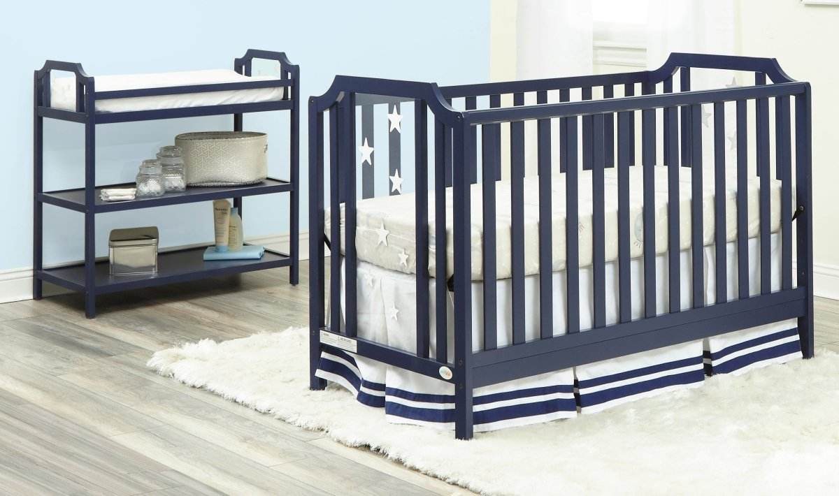 3-in-1 Convertible Solid Wood Navy Blue Crib - Sleep Galleria