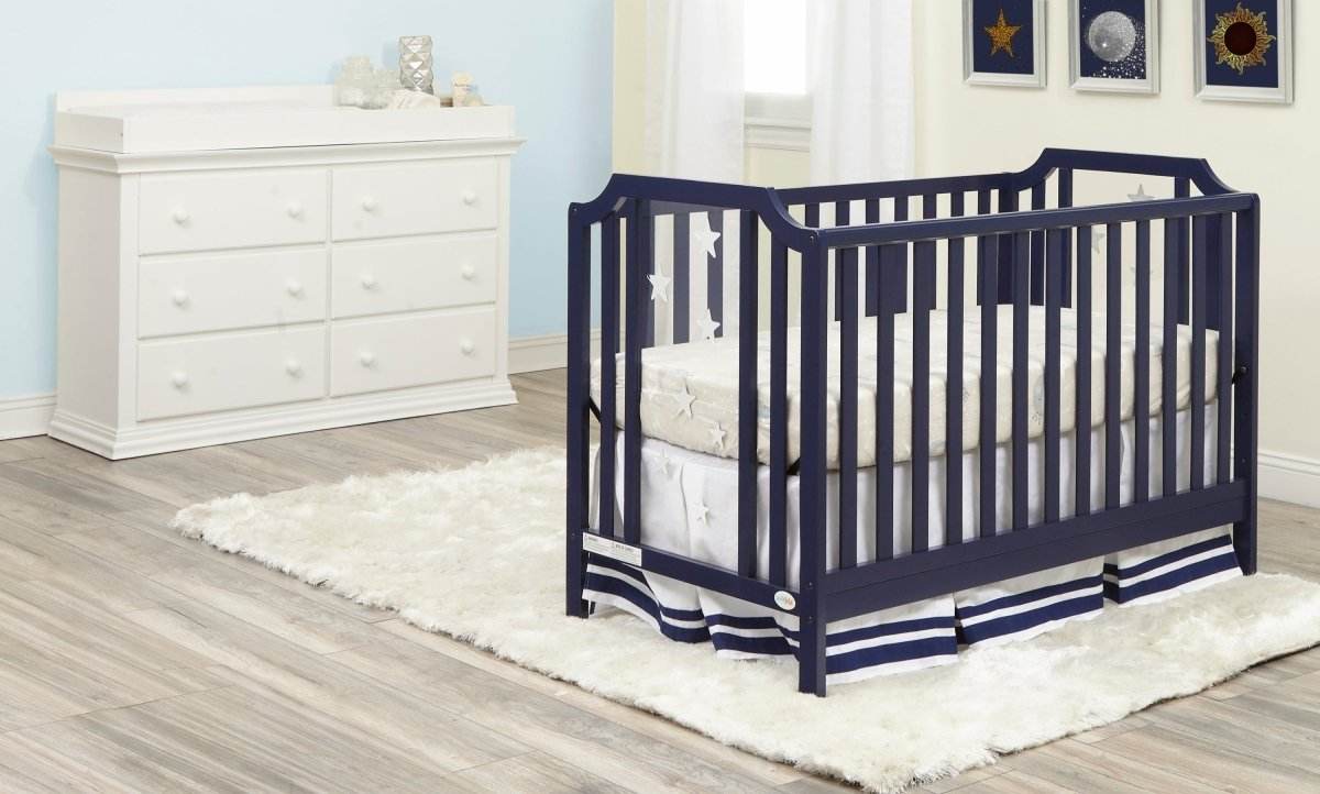 3-in-1 Convertible Solid Wood Navy Blue Crib - Sleep Galleria