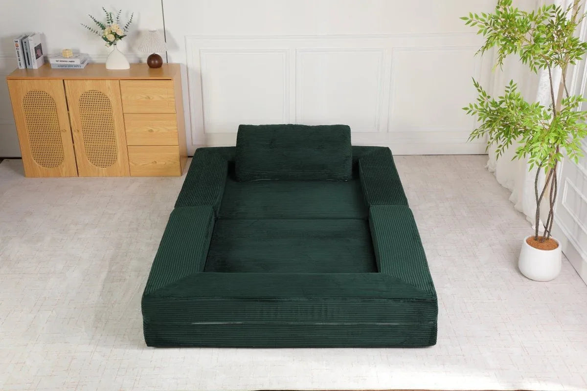 3-in-1 Corduroy Memory Foam Folding Sofa Bed - Omega Lifestyles