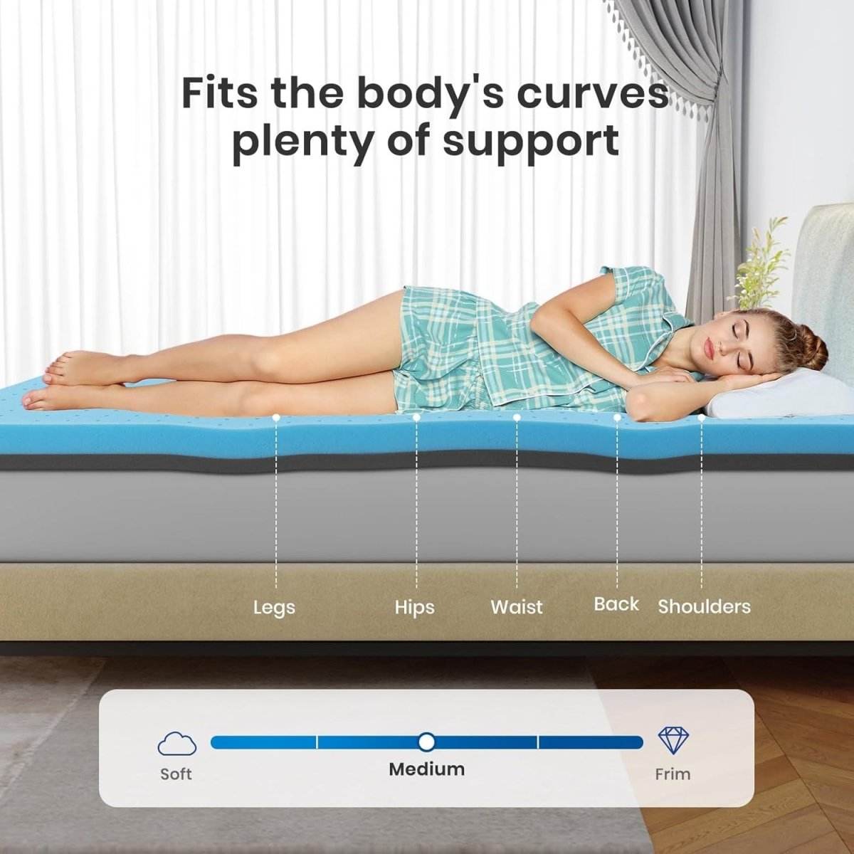 3-Inch Full Cooling Gel Infused Memory Foam Mattress Topper - Sleep Galleria