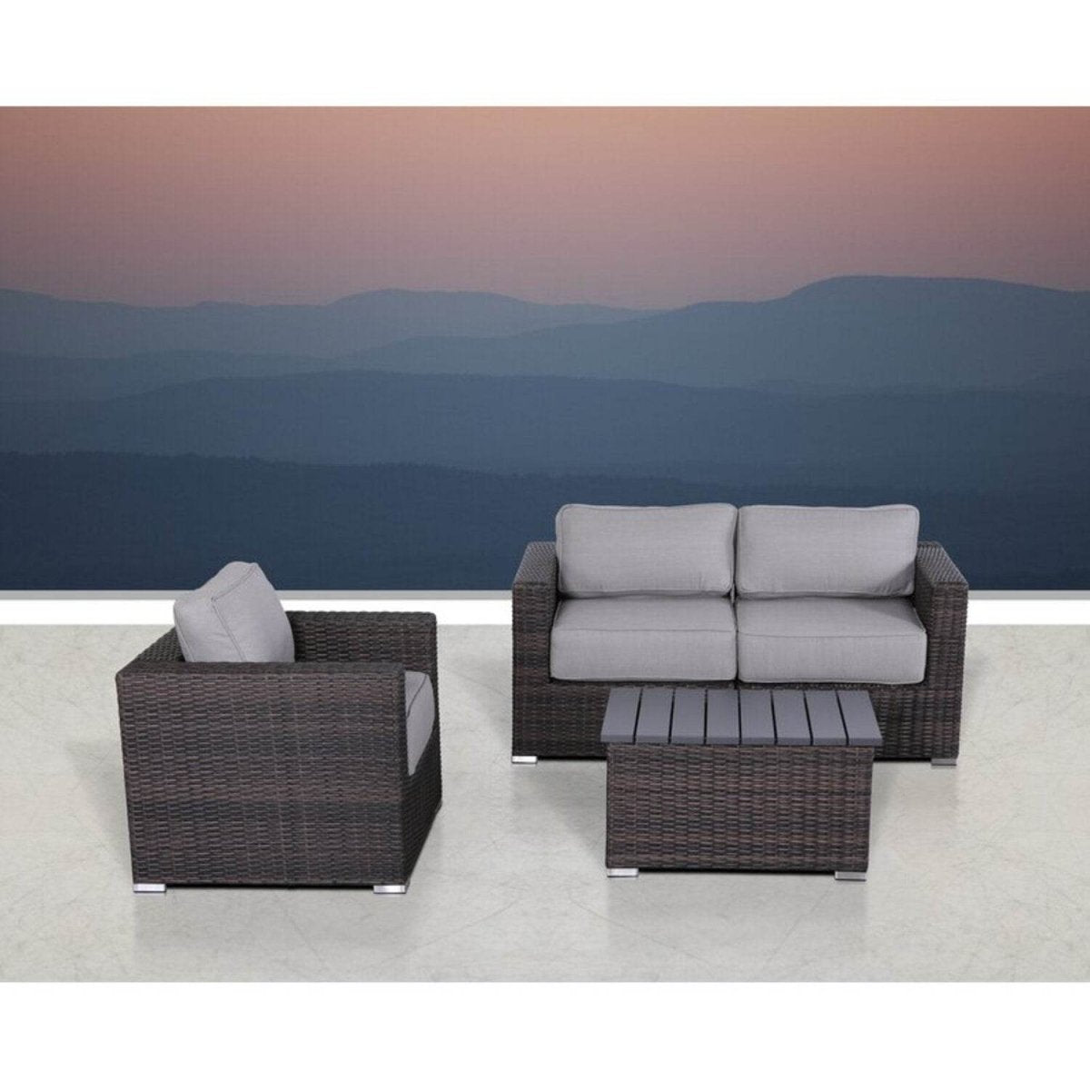 3 - Person Coastal Outdoor Seating Set With Cushions - Serenova - Omega Lifestyles