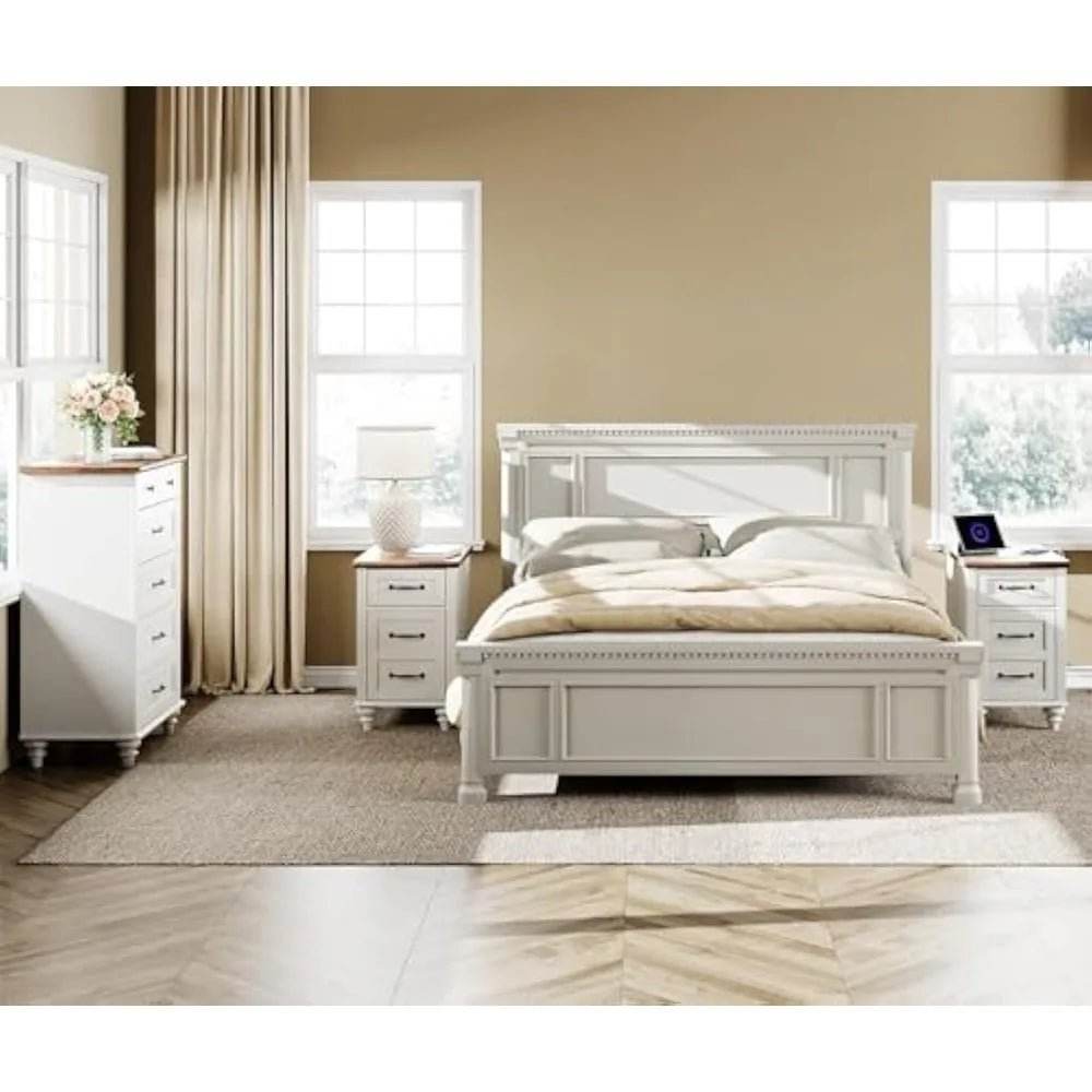 3-Piece Modern Bedroom Furniture Set With Charging Station - Omega Lifestyles