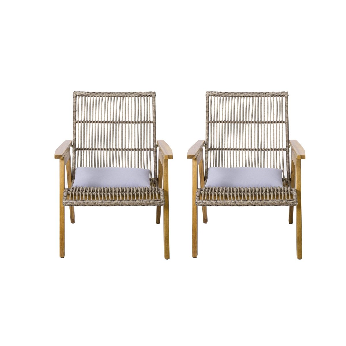 3-Piece Outdoor Acacia Wood Lounge Set With Cushions - Omega Lifestyles