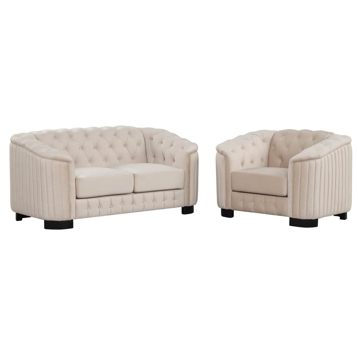 3-Piece Velvet Sofa Set With Rubber Wood Legs - Sleep Galleria