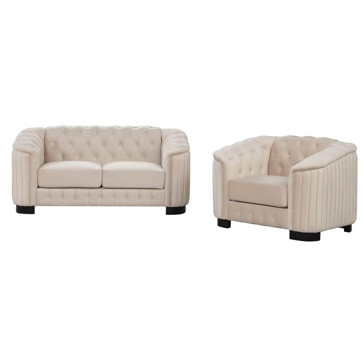 3-Piece Velvet Sofa Set With Rubber Wood Legs - Sleep Galleria