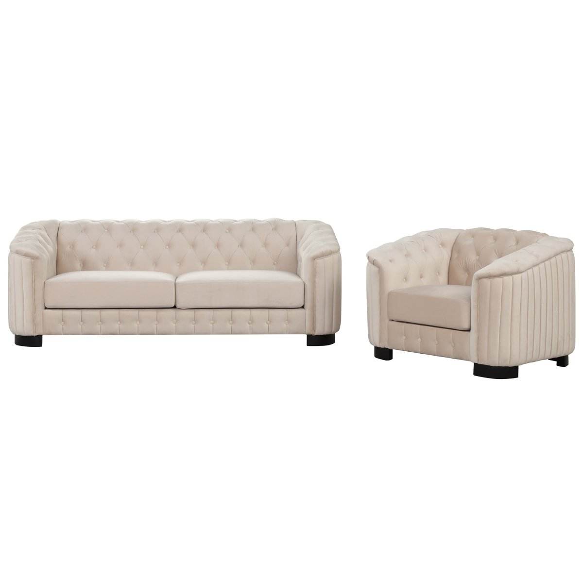 3-Piece Velvet Sofa Set With Rubber Wood Legs - Sleep Galleria