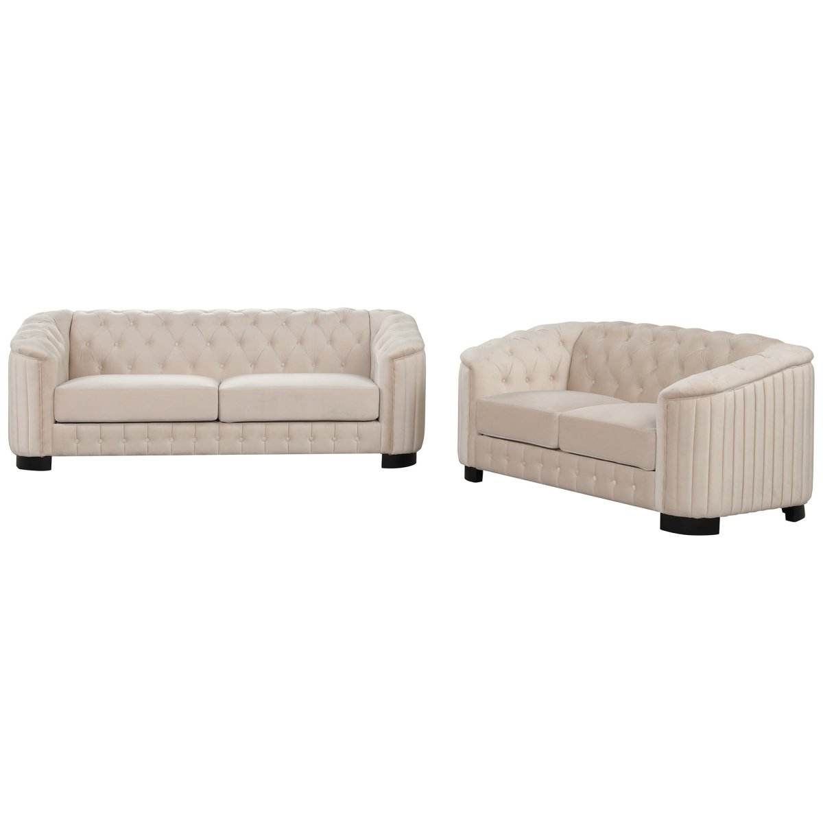 3-Piece Velvet Sofa Set With Rubber Wood Legs - Sleep Galleria