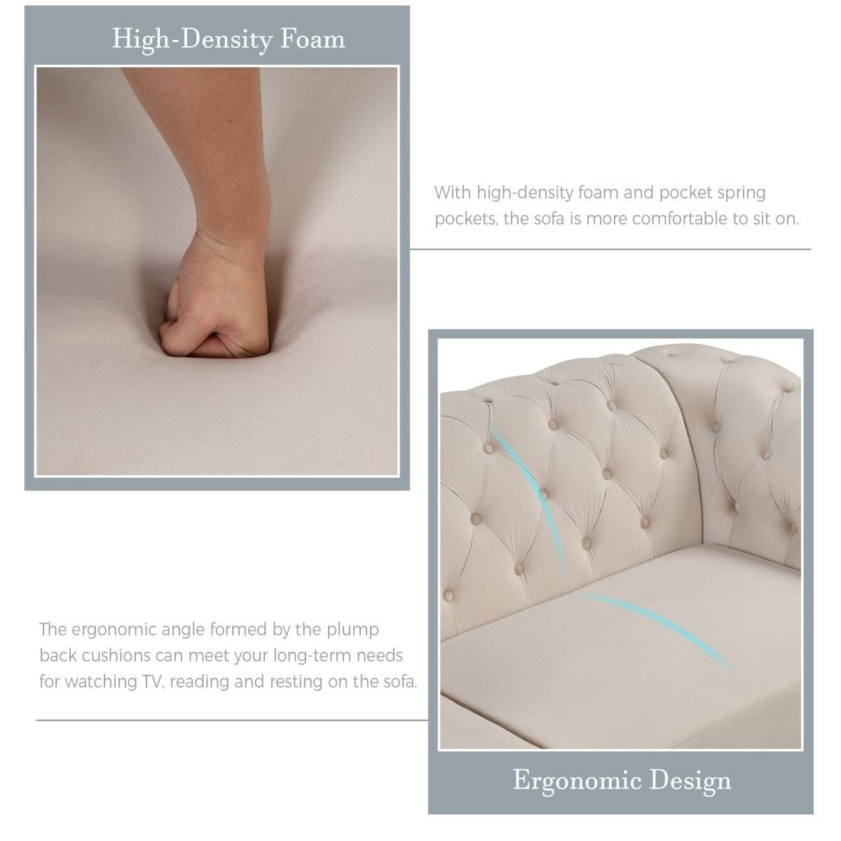 3-Piece Velvet Sofa Set With Rubber Wood Legs - Sleep Galleria