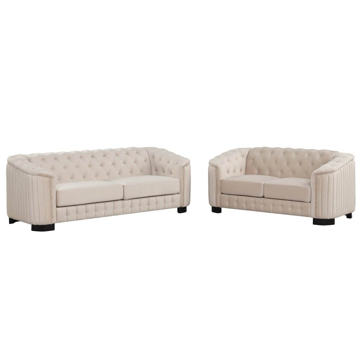 3-Piece Velvet Sofa Set With Rubber Wood Legs - Sleep Galleria