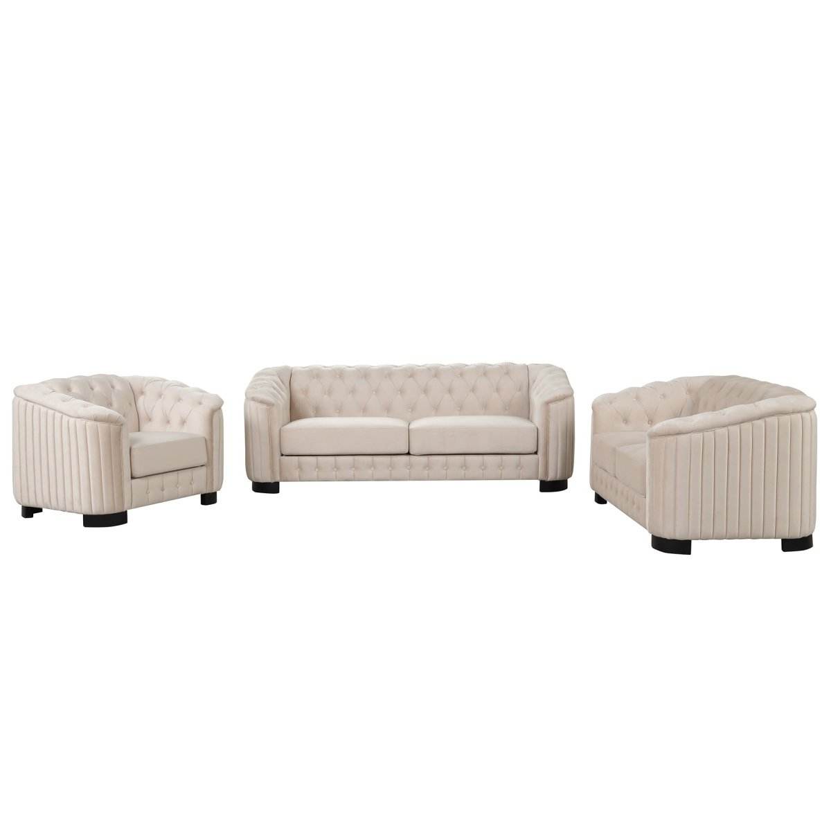 3-Piece Velvet Sofa Set With Rubber Wood Legs - Sleep Galleria