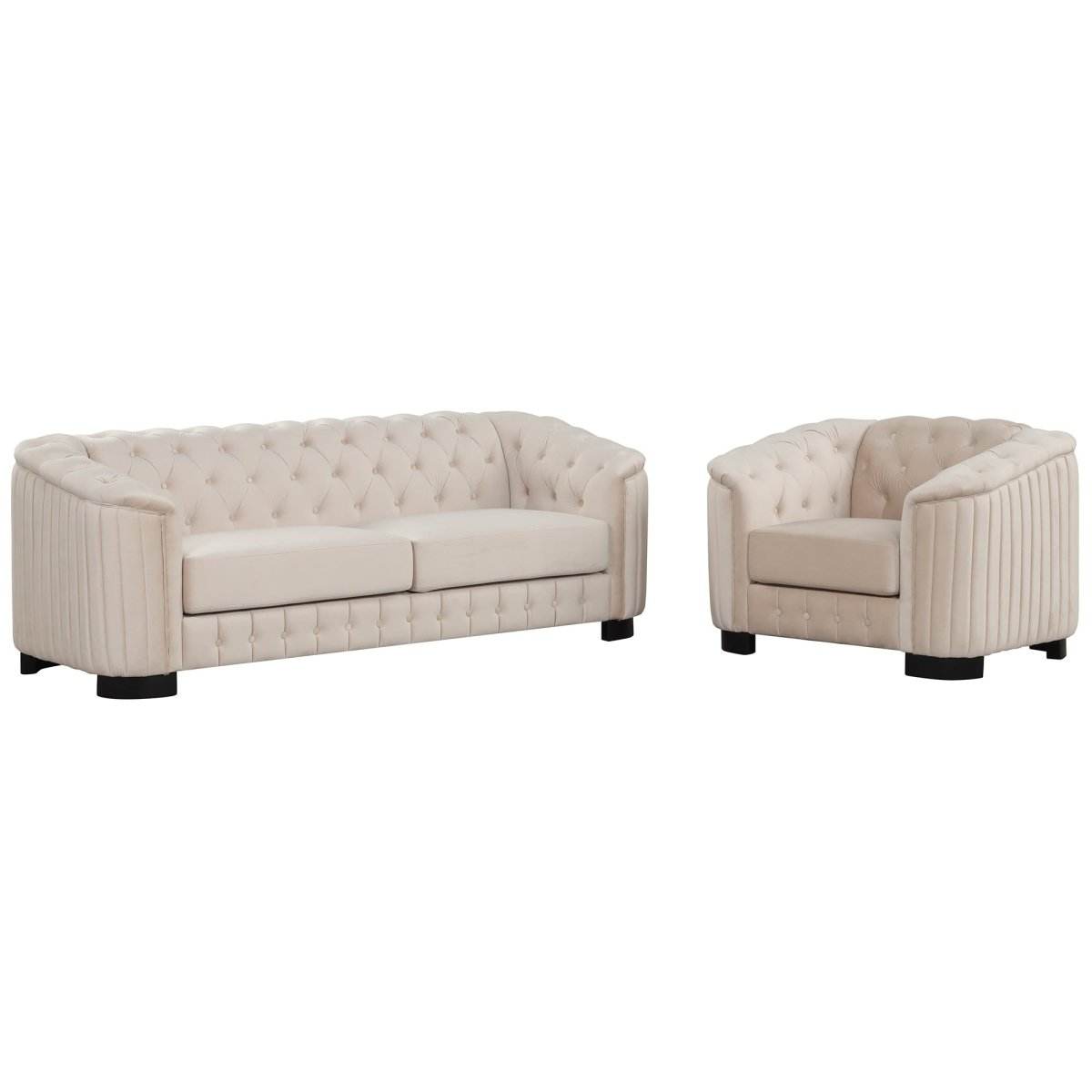 3-Piece Velvet Sofa Set With Rubber Wood Legs - Sleep Galleria