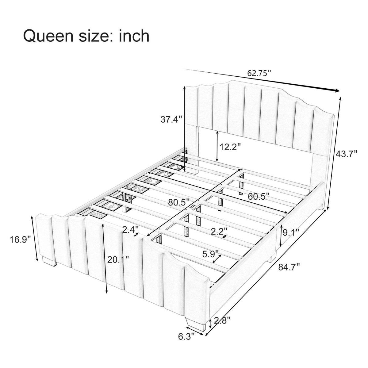 3 Piece Velvet Upholstered Platform Bed Frame Set - Omega Lifestyles