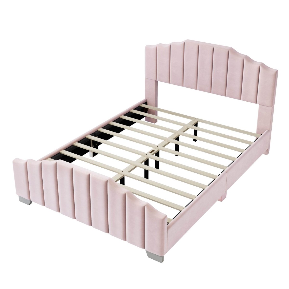 3 Piece Velvet Upholstered Platform Bed Frame Set - Omega Lifestyles