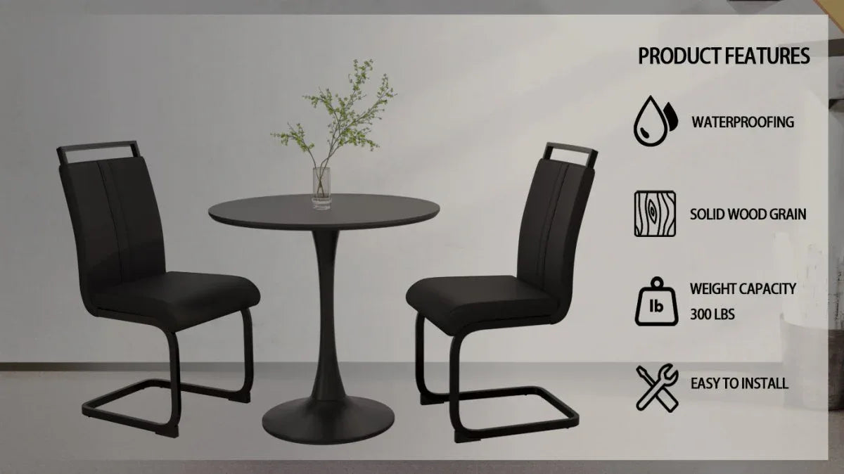 31.5-Inch Black Tulip Round Dining Table Set With Chairs - Omega Lifestyles