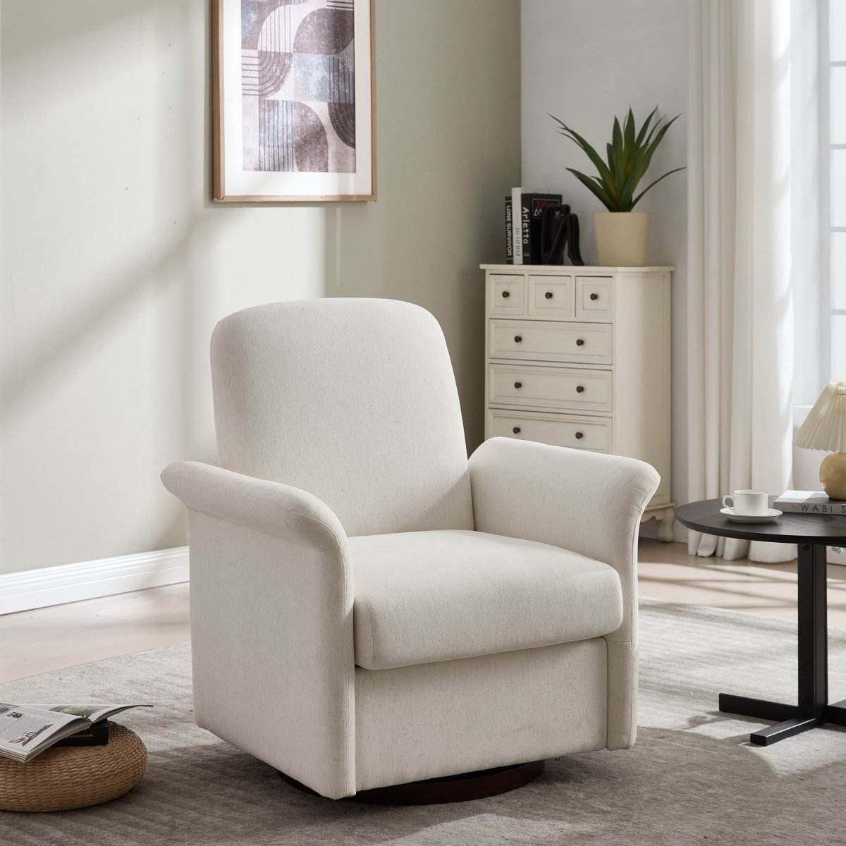 360 Degree Swivel Modern Linen Upholstered Accent Chair - Sleep Galleria