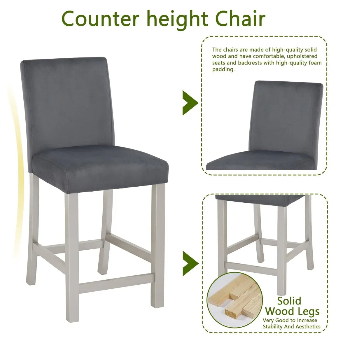 5-Piece Silver Grey Counter Height Dining Table Set - Omega Lifestyles