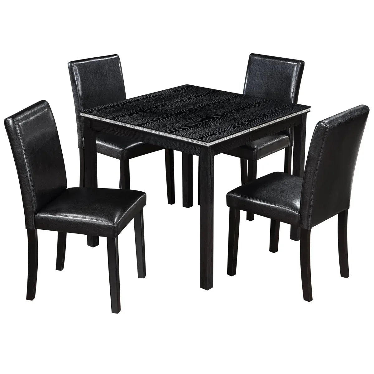 5-Piece Solid Wood Dining Table And Upholstered Chairs Set - Omega Lifestyles