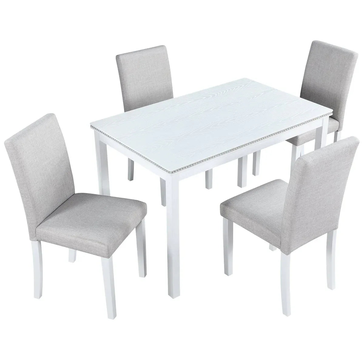 5-Piece Solid Wood Dining Table Set With Upholstered Chairs - Omega Lifestyles