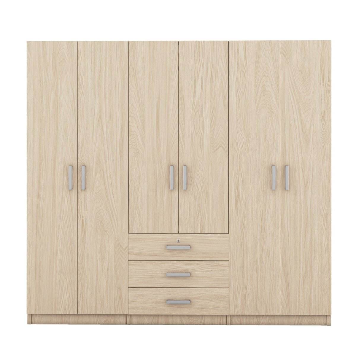 6-Doors Modern Wooden Wardrobe With Drawers - Sleep Galleria