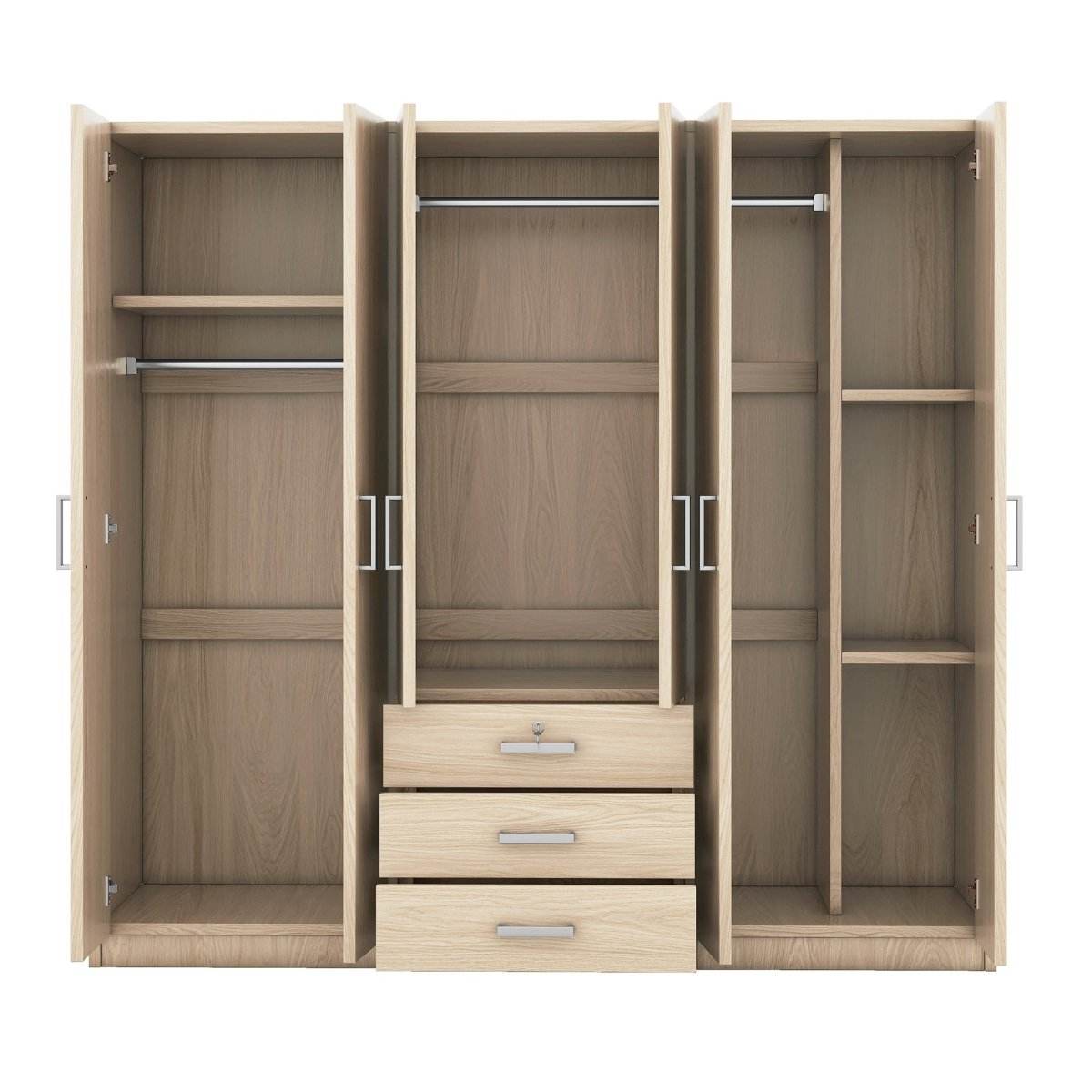 6-Doors Modern Wooden Wardrobe With Drawers - Sleep Galleria
