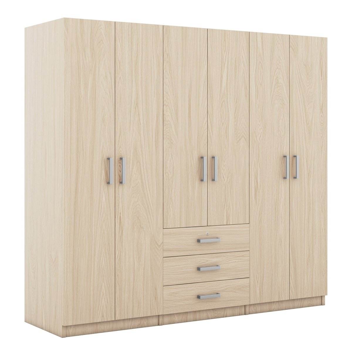 6-Doors Modern Wooden Wardrobe With Drawers - Sleep Galleria