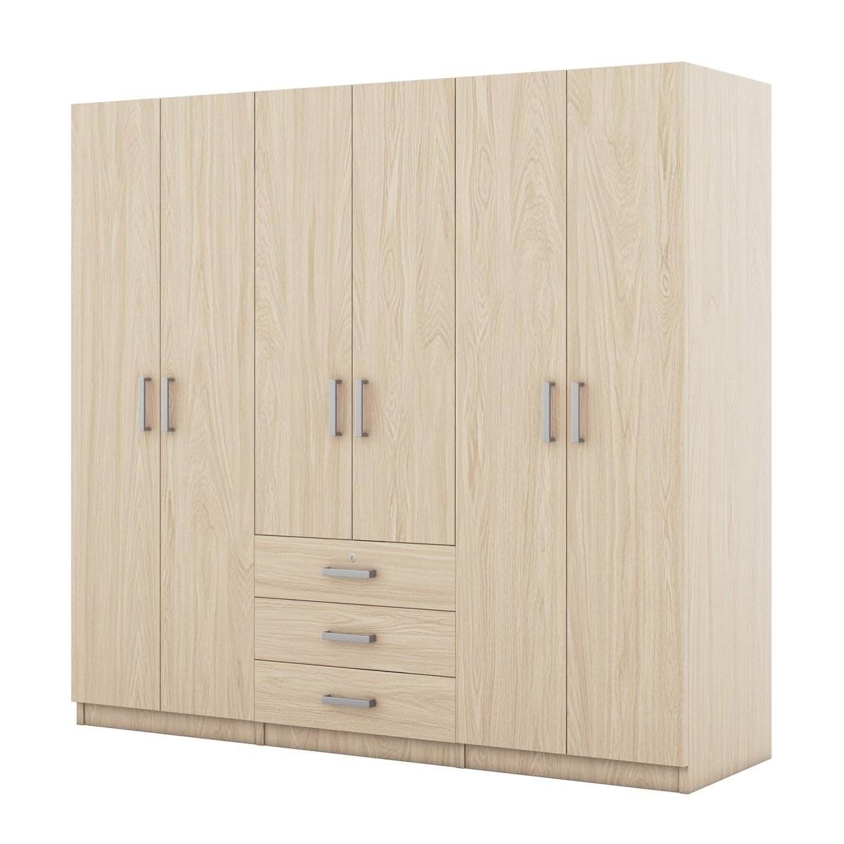 6-Doors Modern Wooden Wardrobe With Drawers - Sleep Galleria