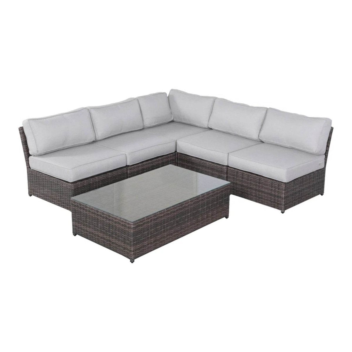 6 - Piece Brown Wicker Outdoor Rattan Sofa Seating Group With Cushions - Serenova - Omega Lifestyles
