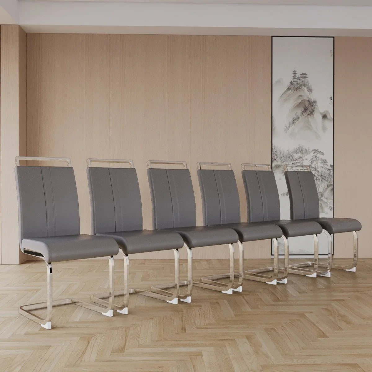 7-Piece Modern Cream MDF Dining Table And Chairs Set - Omega Lifestyles