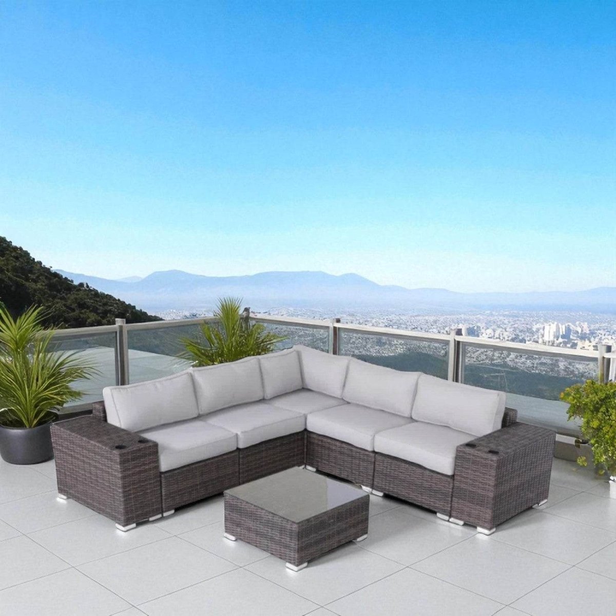8 - Piece Espresso Brown Weather - Resistant Wicker Patio Furniture Set - Serenova - Omega Lifestyles