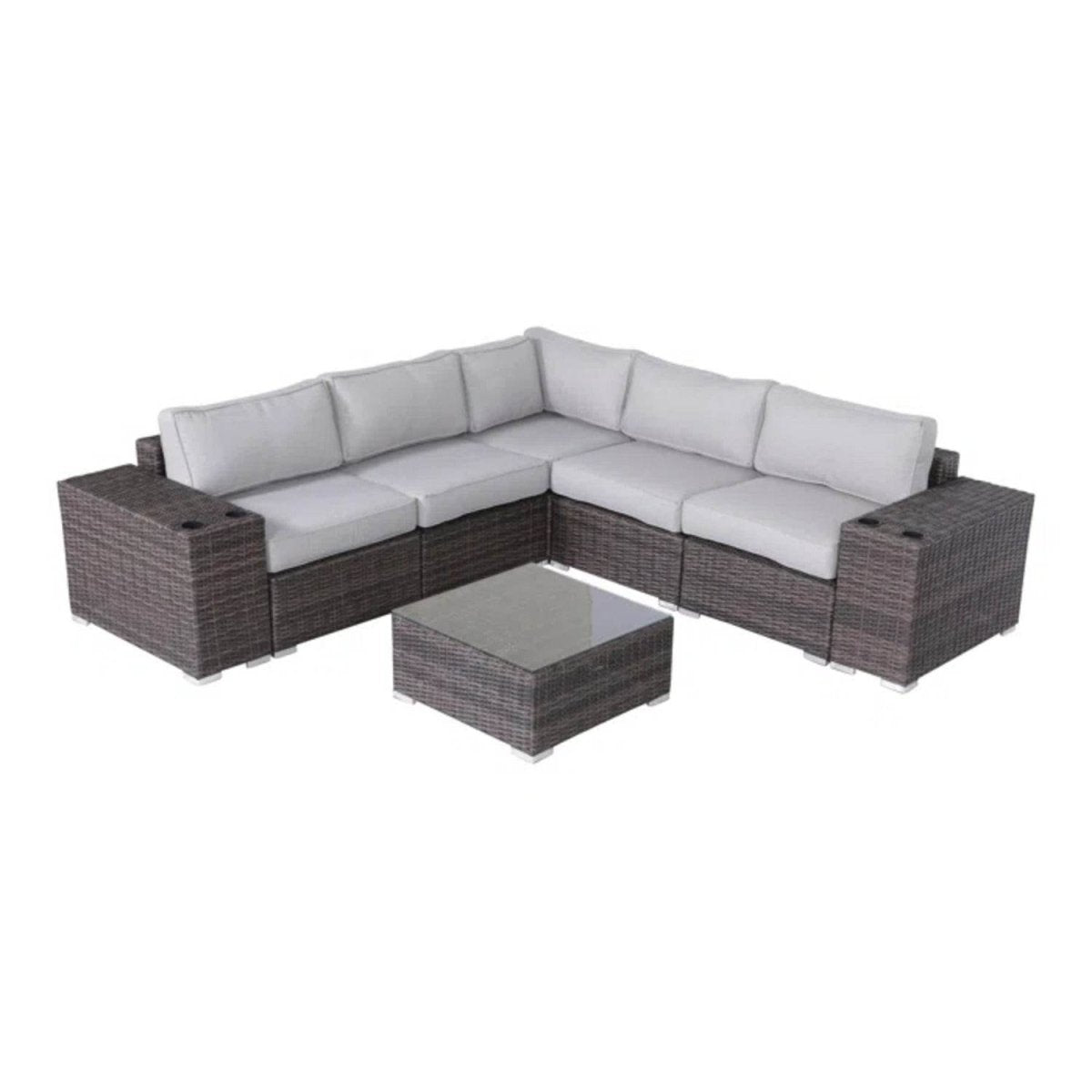 8 - Piece Espresso Brown Weather - Resistant Wicker Patio Furniture Set - Serenova - Omega Lifestyles